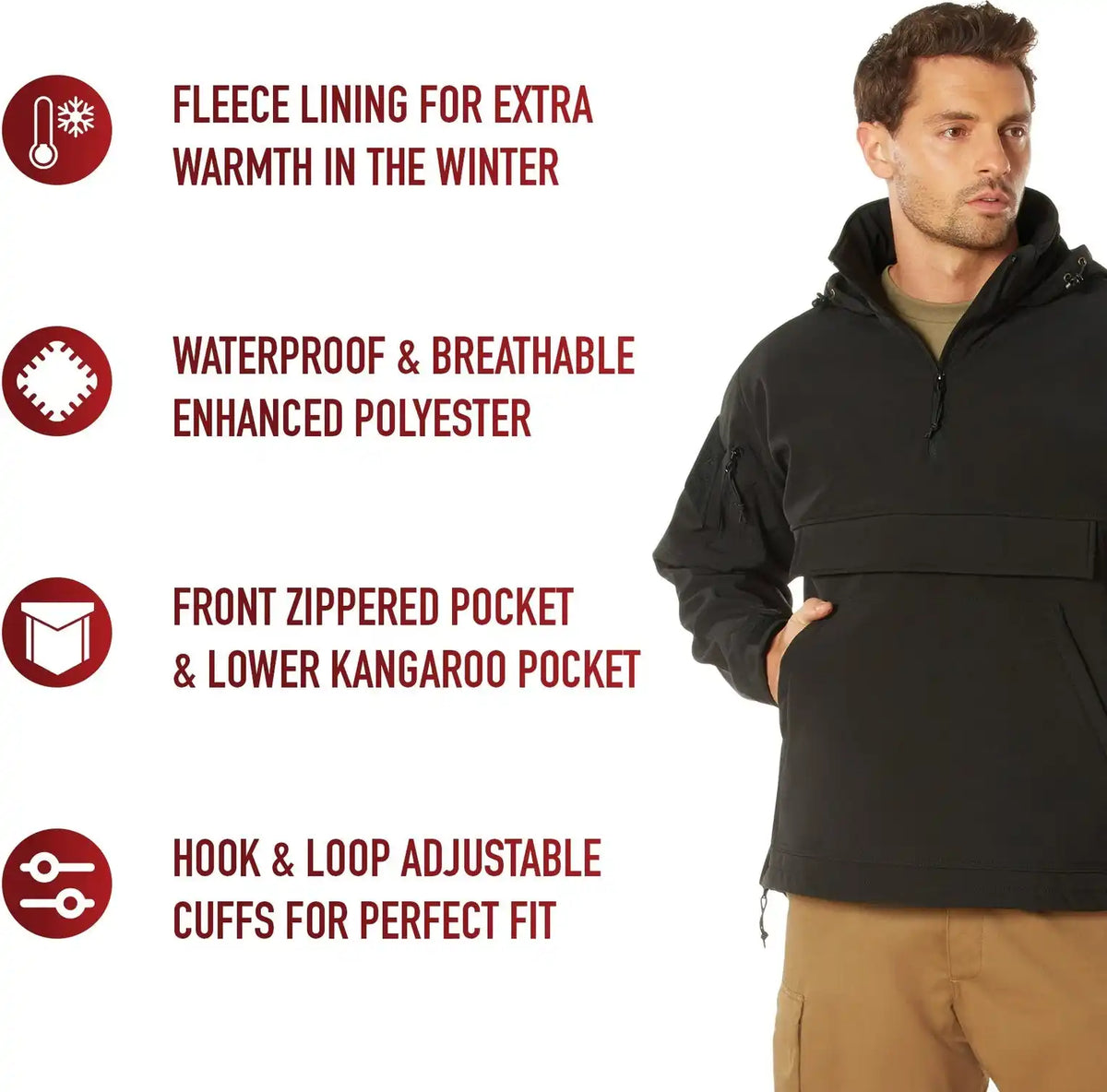 Rothco Concealed Carry Soft Shell Anorak Black