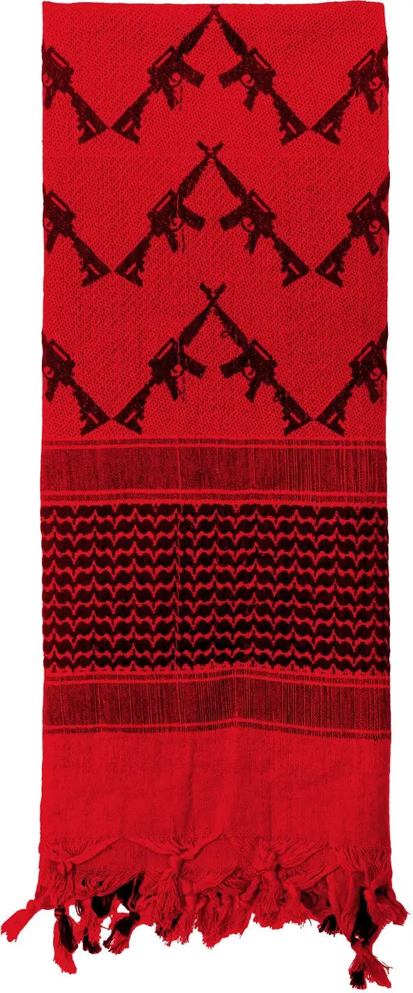 Rothco Crossed Rifles Shemagh Tactical Desert Keffiyeh Scarf - Red / Black / one Size