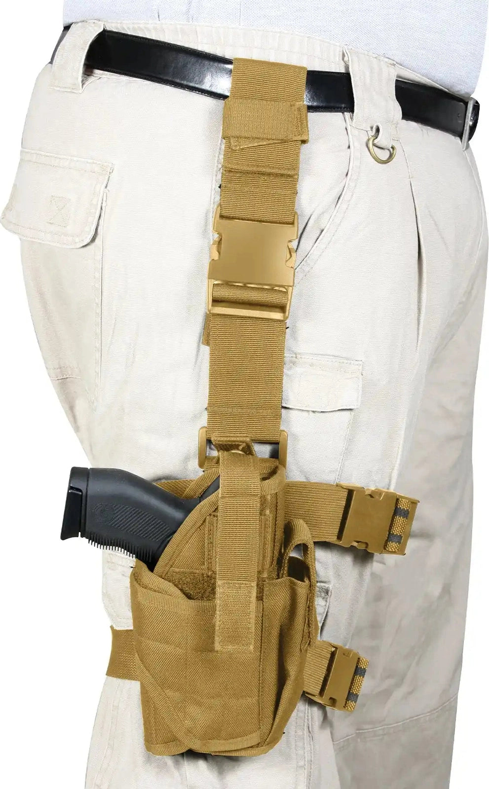 Rothco Deluxe Adjustable Universal Drop Leg Tactical Holster Coyote Brown