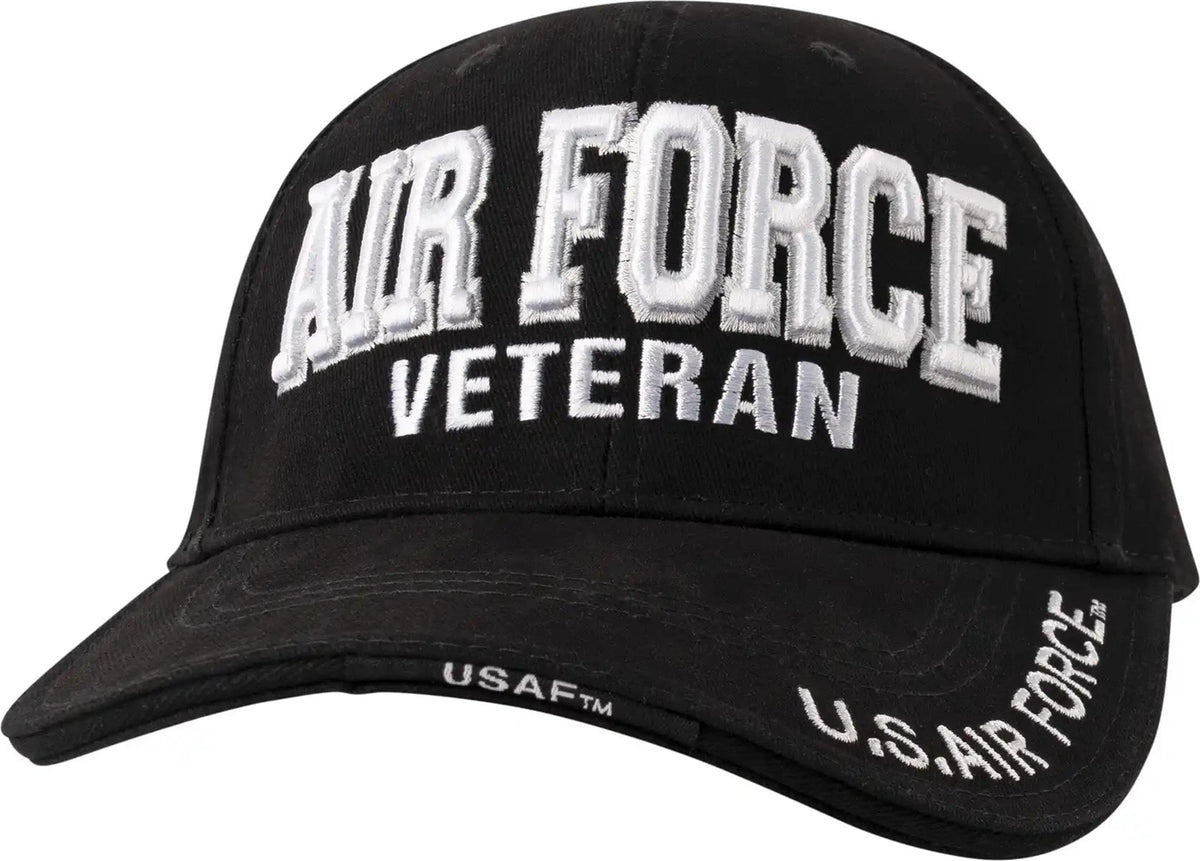 Rothco Deluxe Low Profile Military Branch Veteran Cap Black / Air Force / one Size