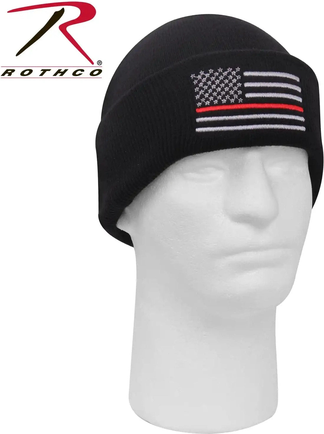 Rothco Deluxe Thin Red Line Watch Cap Black / one Size