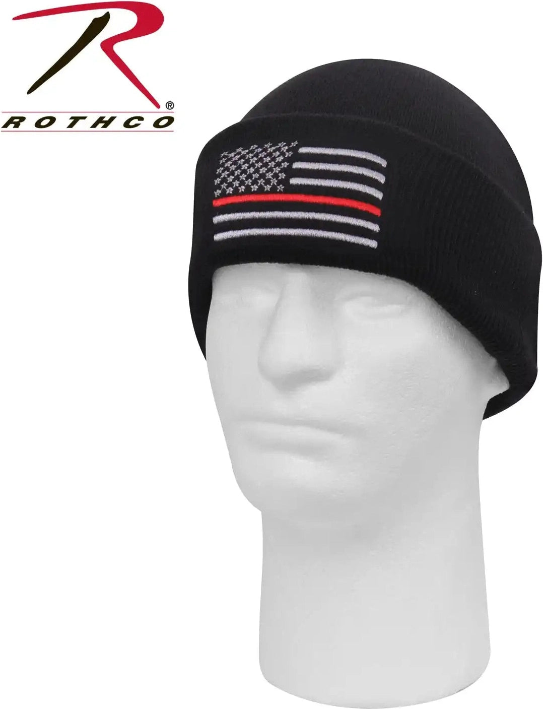 Rothco Deluxe Thin Red Line Watch Cap Black / one Size