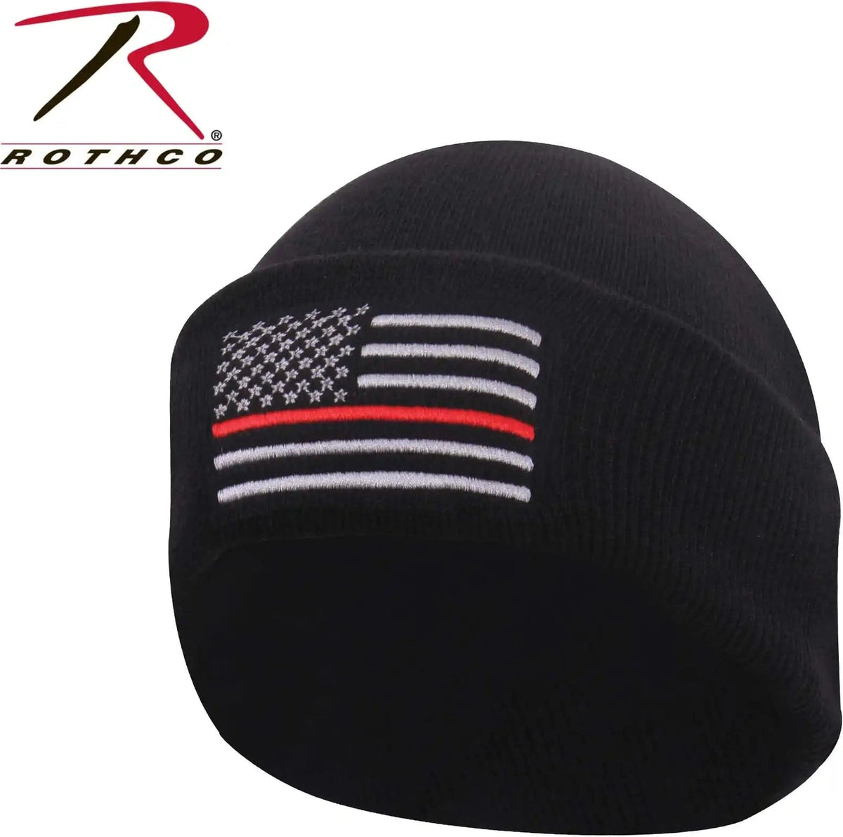 Rothco Deluxe Thin Red Line Watch Cap Black / one Size