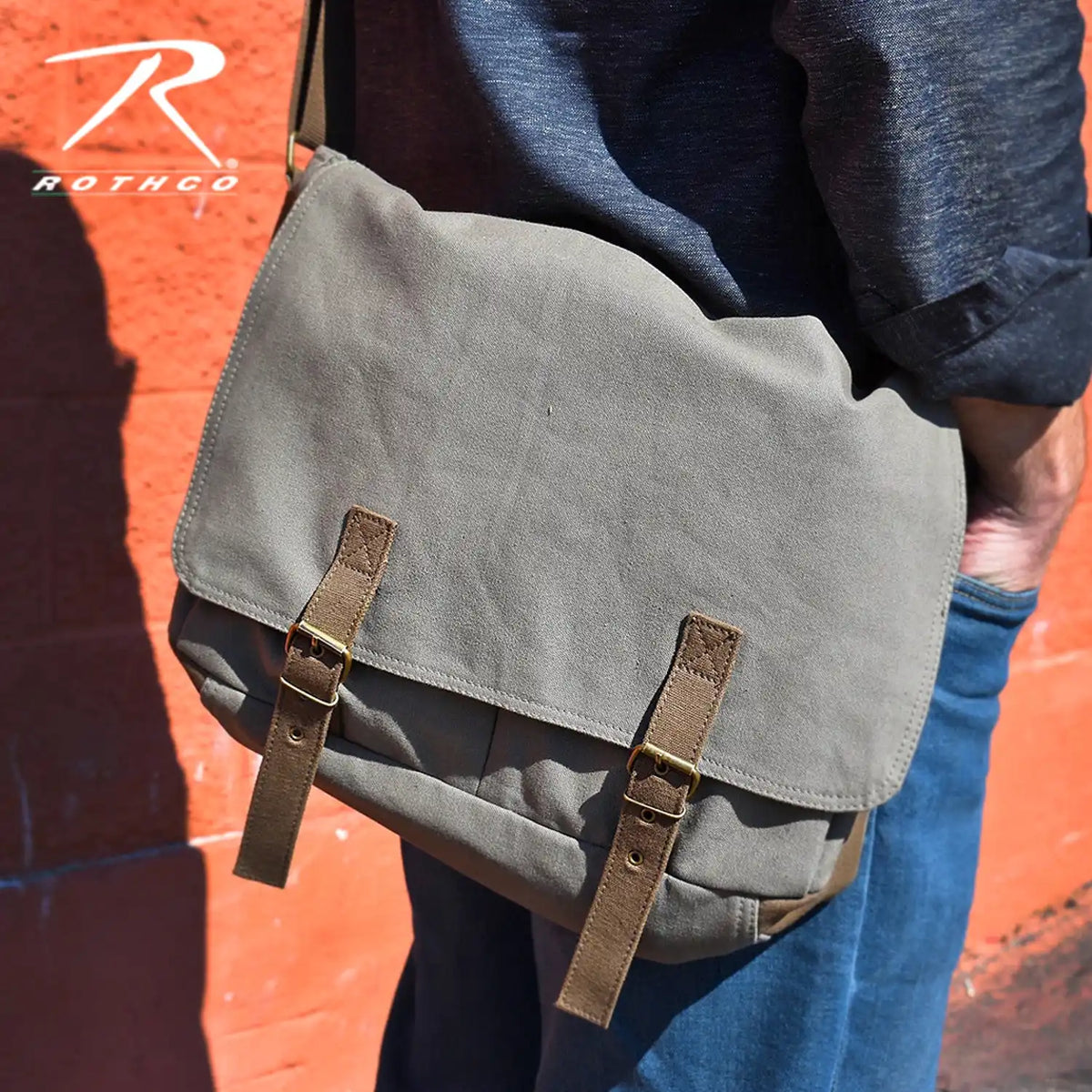 Rothco Deluxe Vintage Canvas Messenger Bag Olive Drab / one Size