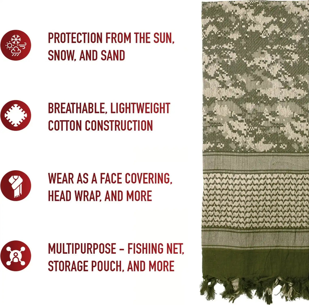 Rothco Digital Camo Shemagh Tactical Desert Keffiyeh Scarf