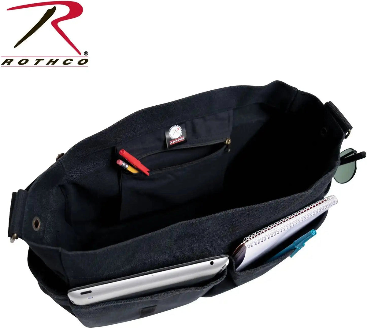 Rothco Distressed U.s. Flag Canvas Messenger Bag Black / one Size