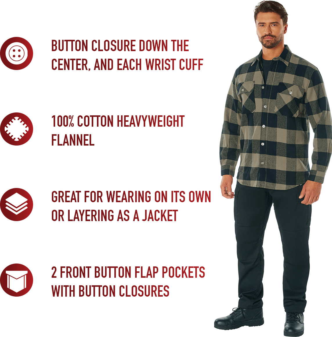 Rothco Extra Heavyweight Buffalo Plaid Flannel Shirt