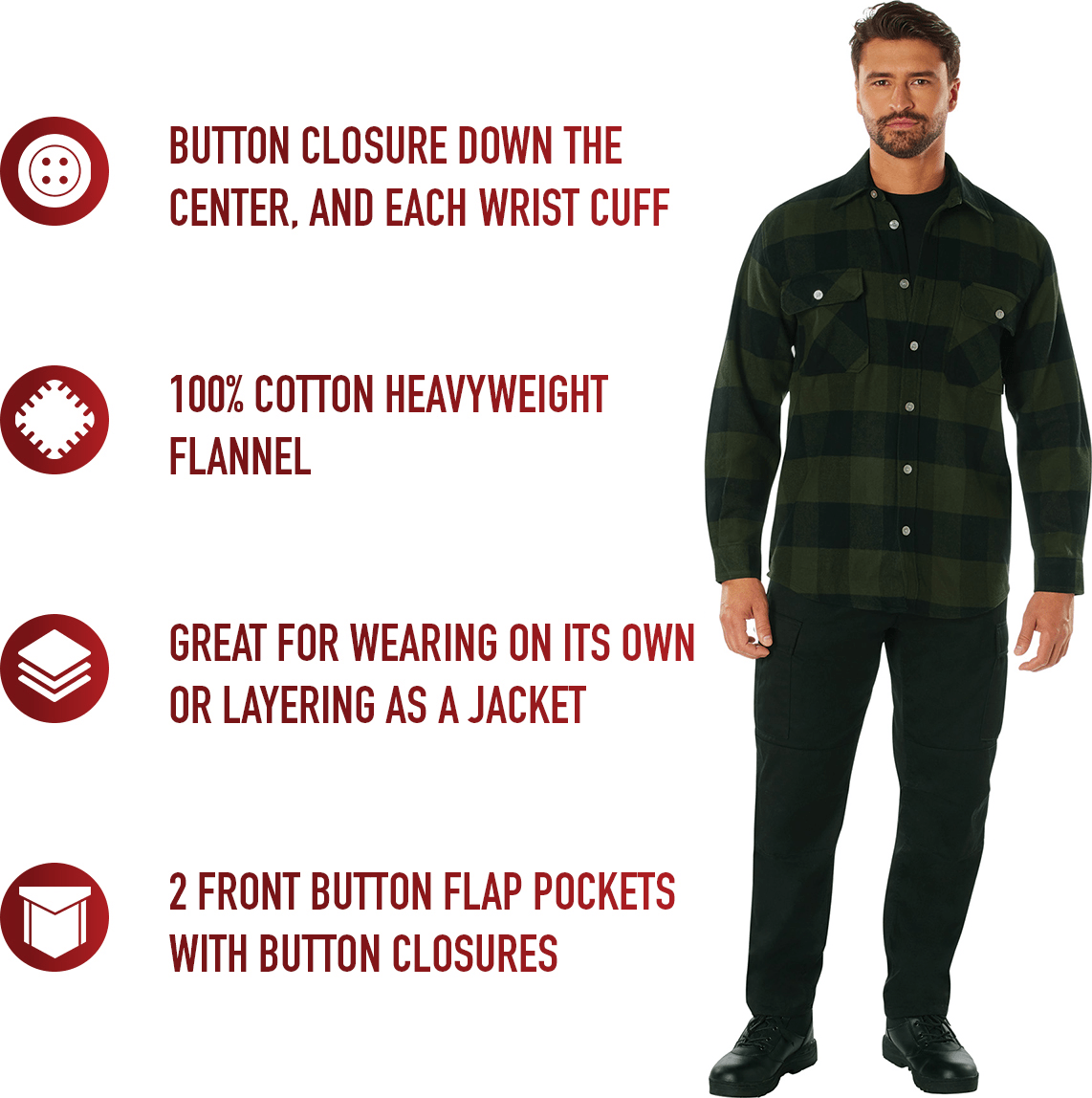 Rothco Extra Heavyweight Buffalo Plaid Flannel Shirt