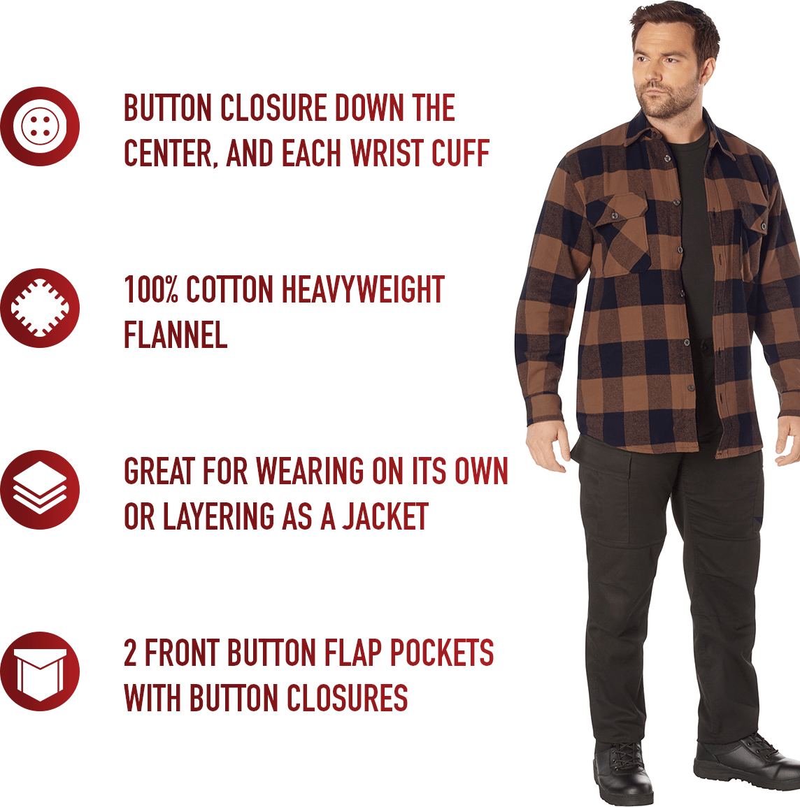 Rothco Extra Heavyweight Buffalo Plaid Flannel Shirt