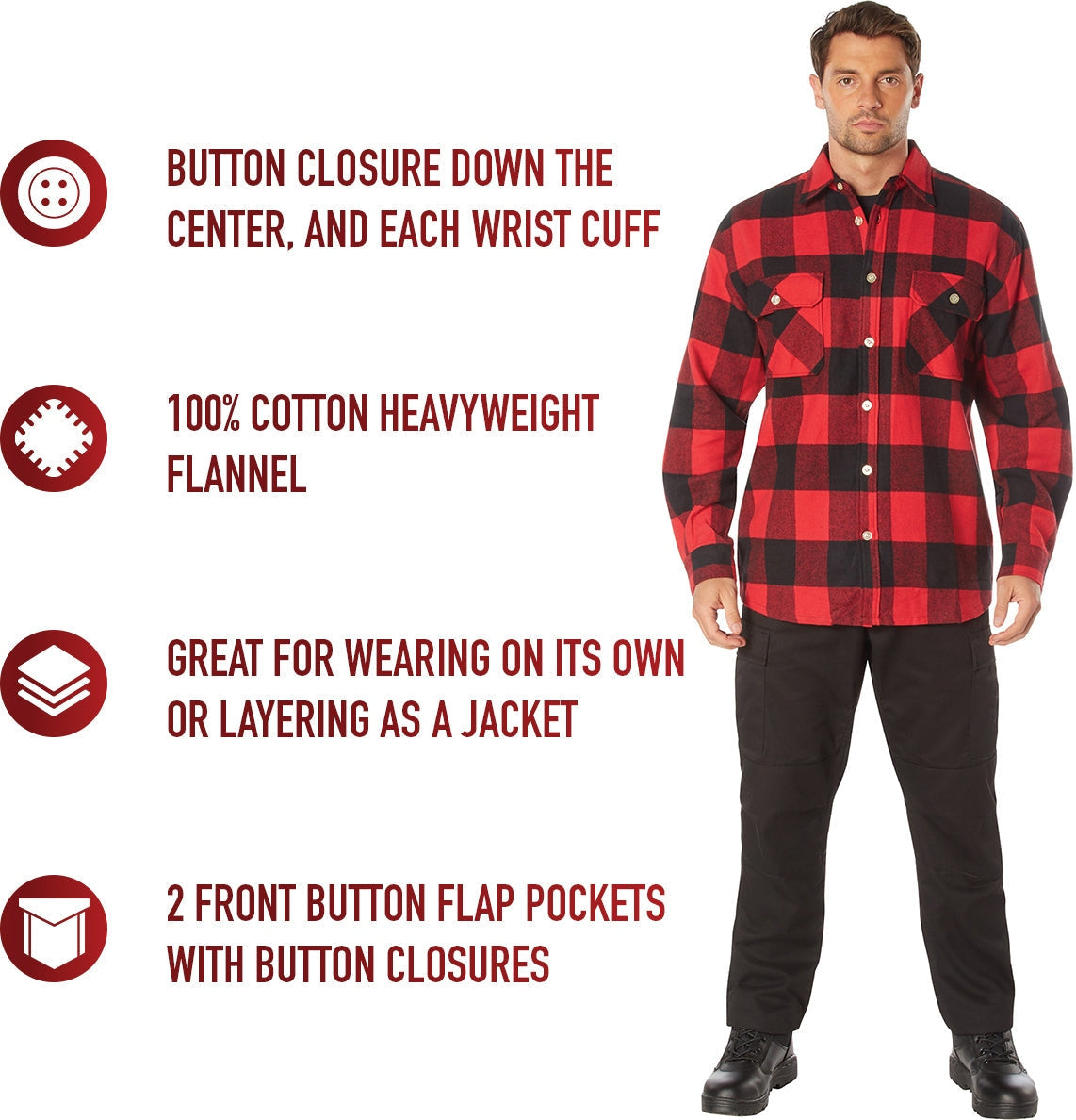Rothco Extra Heavyweight Buffalo Plaid Flannel Shirt