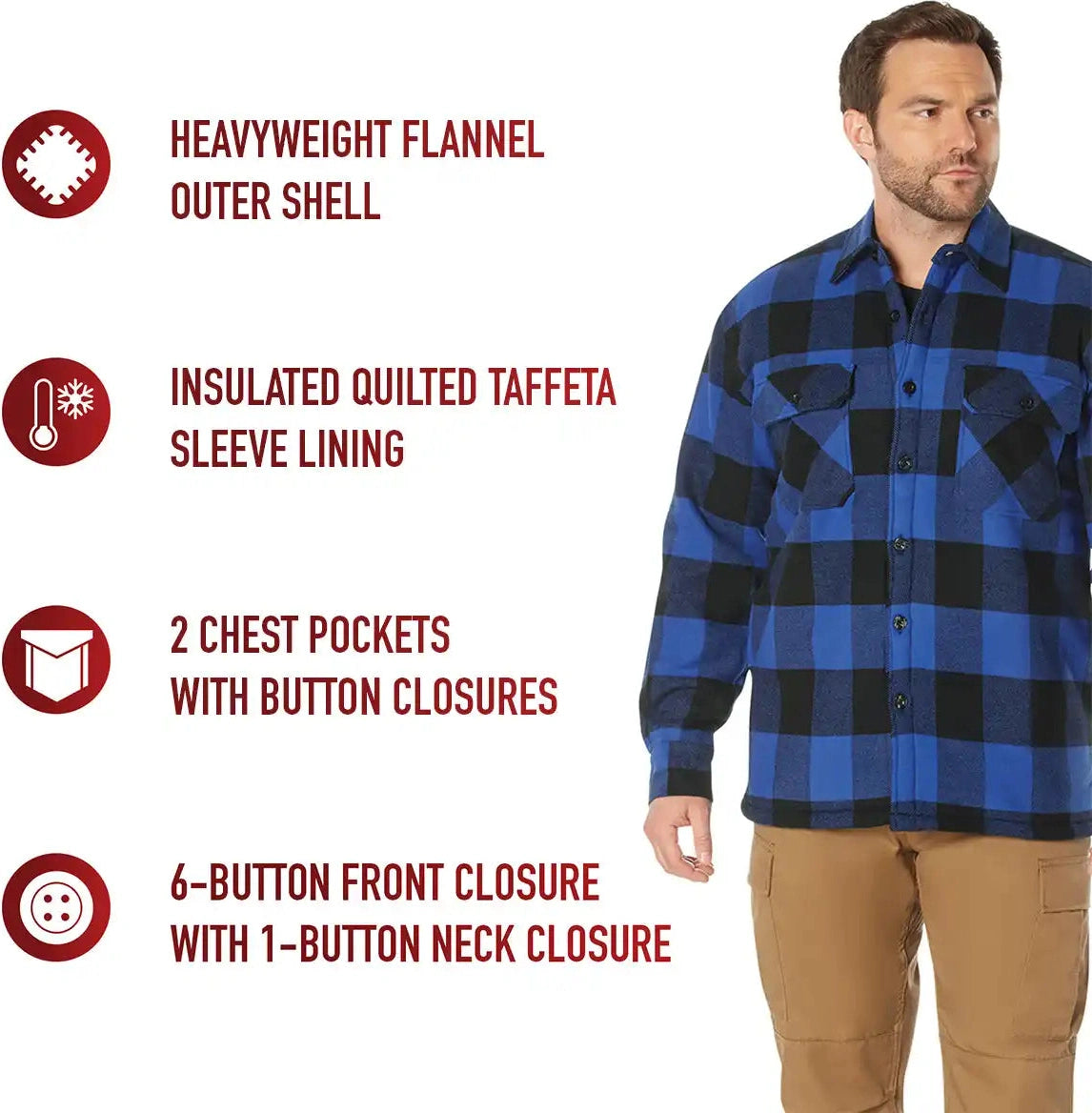 Rothco Extra Heavyweight Buffalo Plaid Sherpa Lined Flannel Shirts