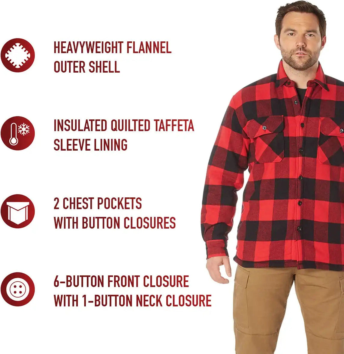 Rothco Extra Heavyweight Buffalo Plaid Sherpa Lined Flannel Shirts