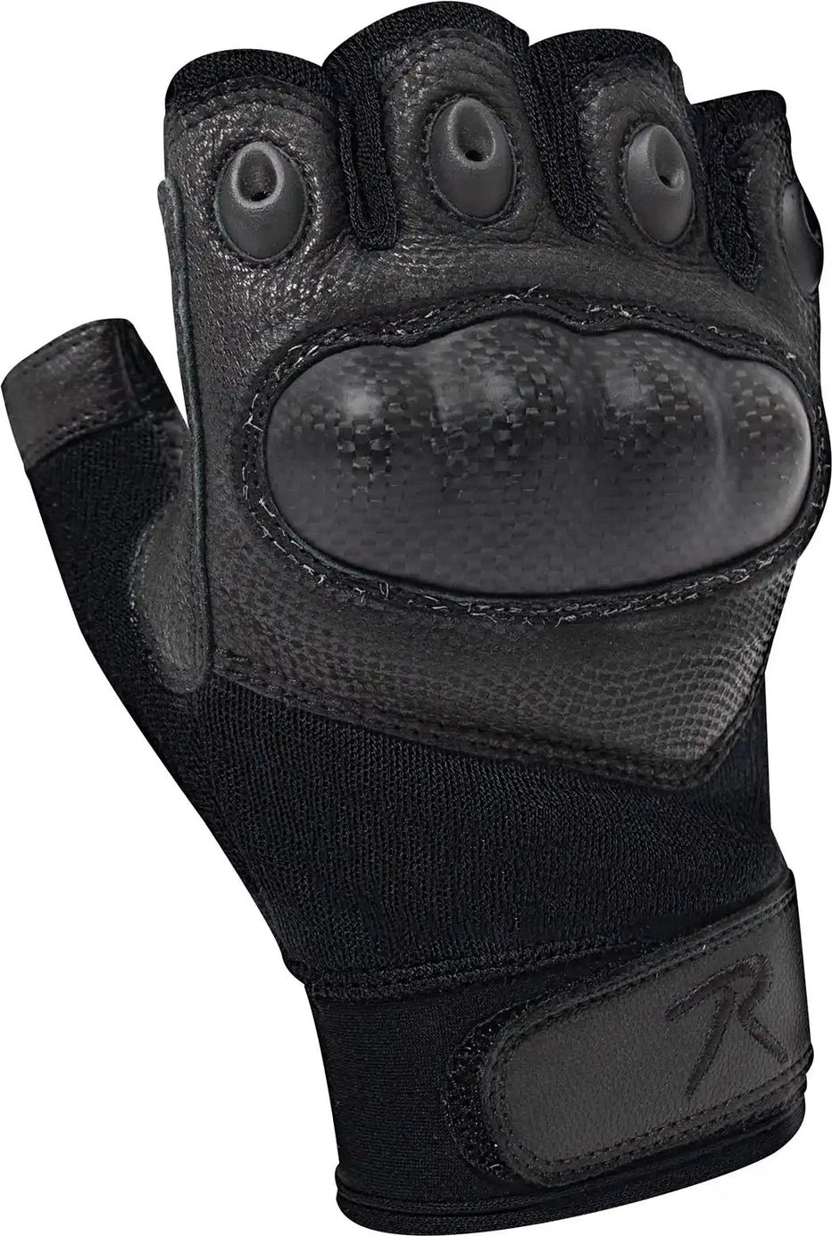 Rothco Fingerless Cut Resistant Carbon Hard Knuckle Gloves Black
