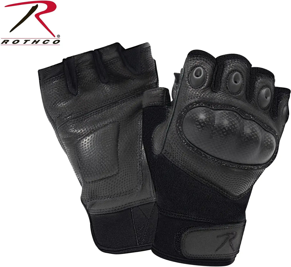 Rothco Fingerless Cut Resistant Carbon Hard Knuckle Gloves Black