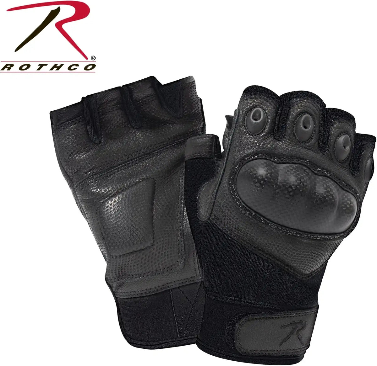 Rothco Fingerless Cut Resistant Carbon Hard Knuckle Gloves Black