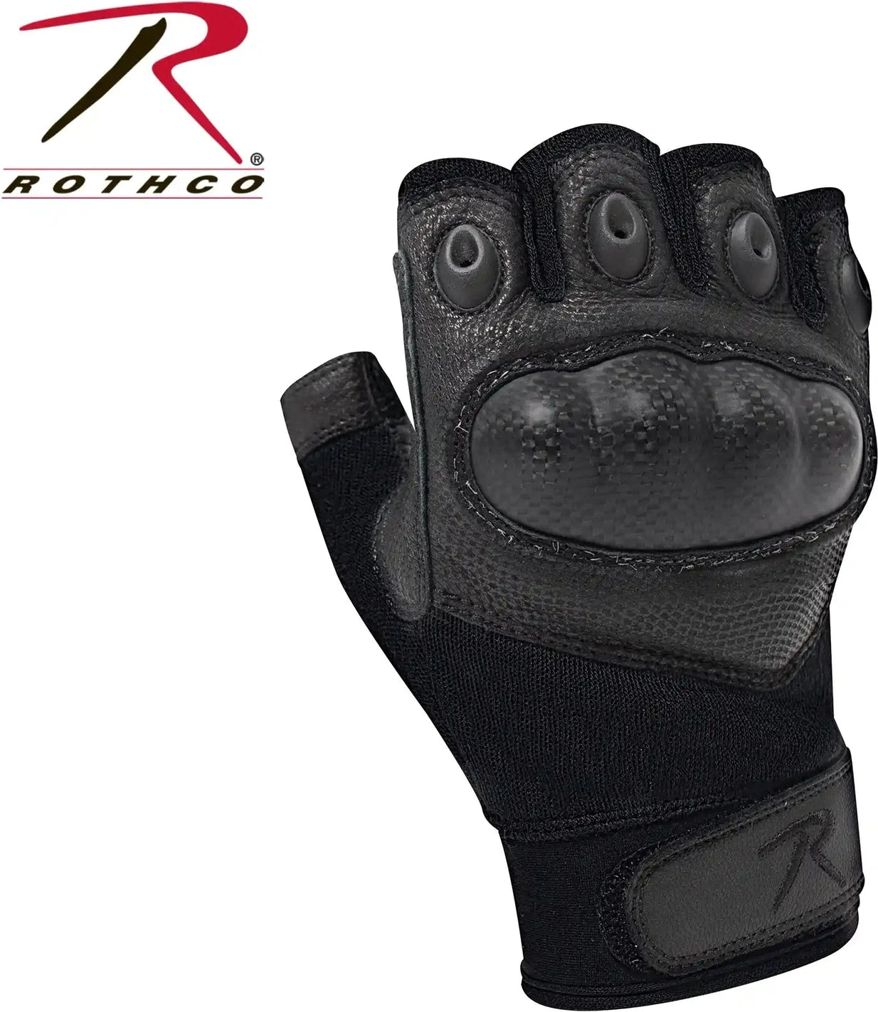 Rothco Fingerless Cut Resistant Carbon Hard Knuckle Gloves Black