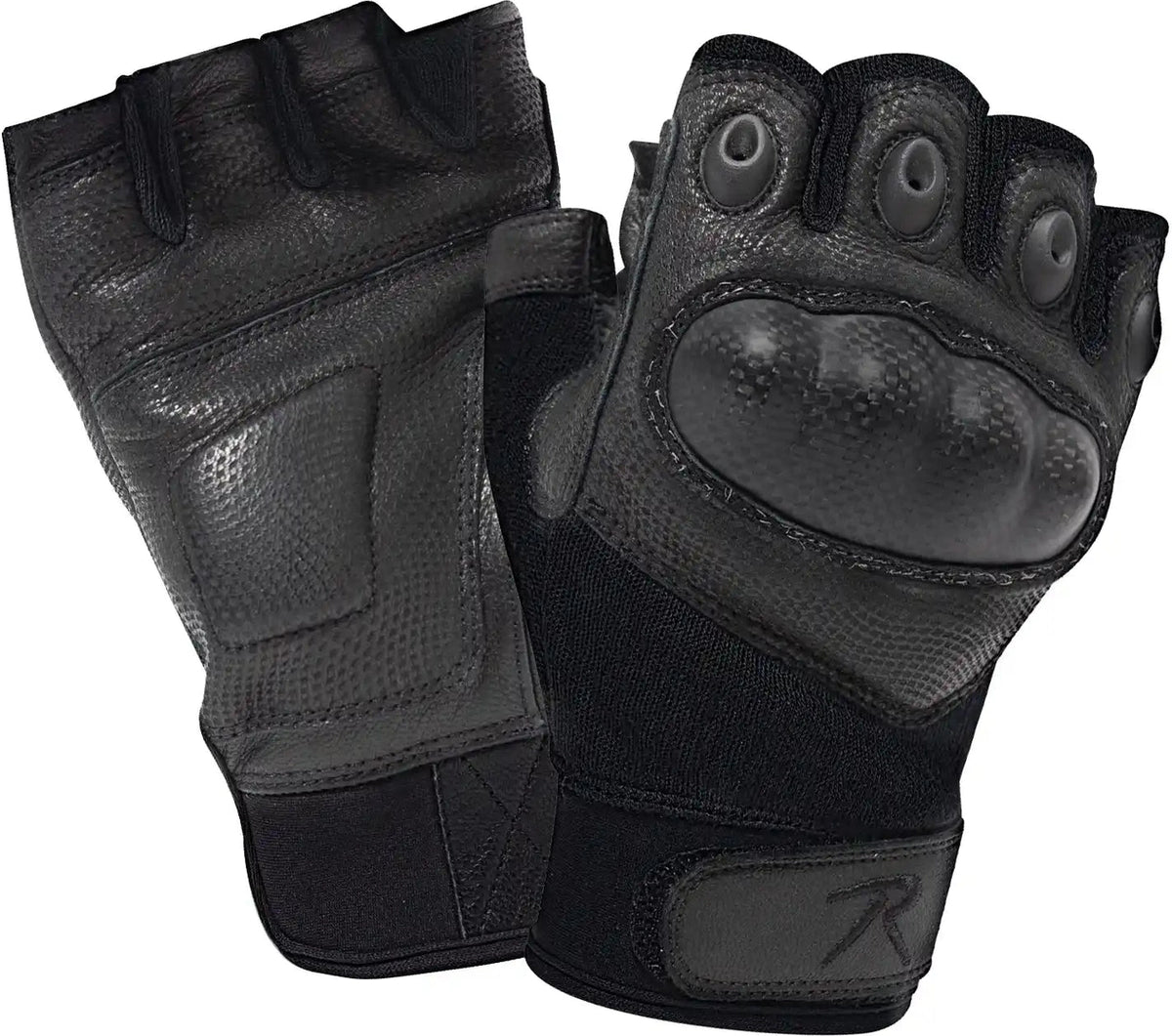 Rothco Fingerless Cut Resistant Carbon Hard Knuckle Gloves Black m