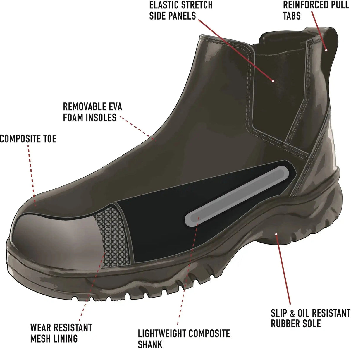 Rothco Forced Entry 6 Inch Composite Toe Chelsea Work Boots Black / 9.5