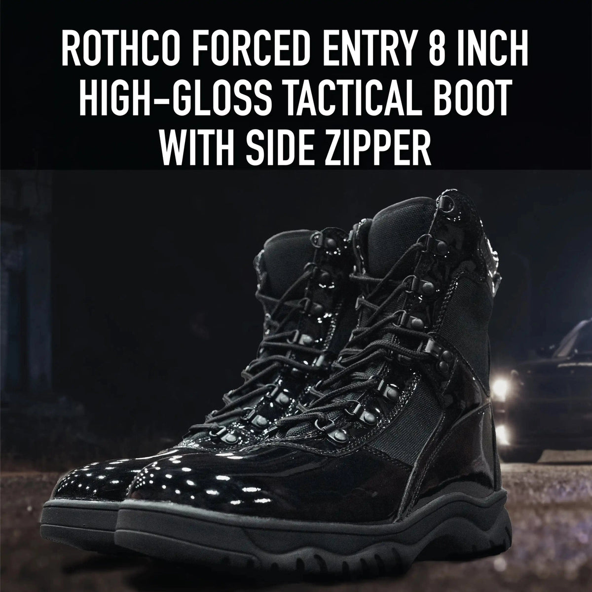 Rothco Forced Entry High Gloss Tactical Boot with Side Zipper 8 Inch Black / 11.5