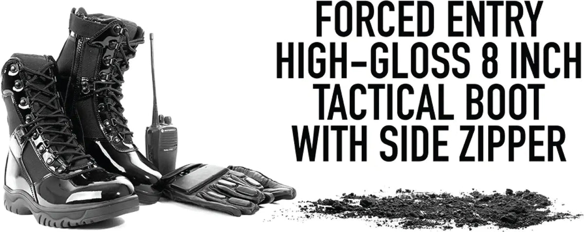 Rothco Forced Entry High Gloss Tactical Boot with Side Zipper 8 Inch Black / 11.5