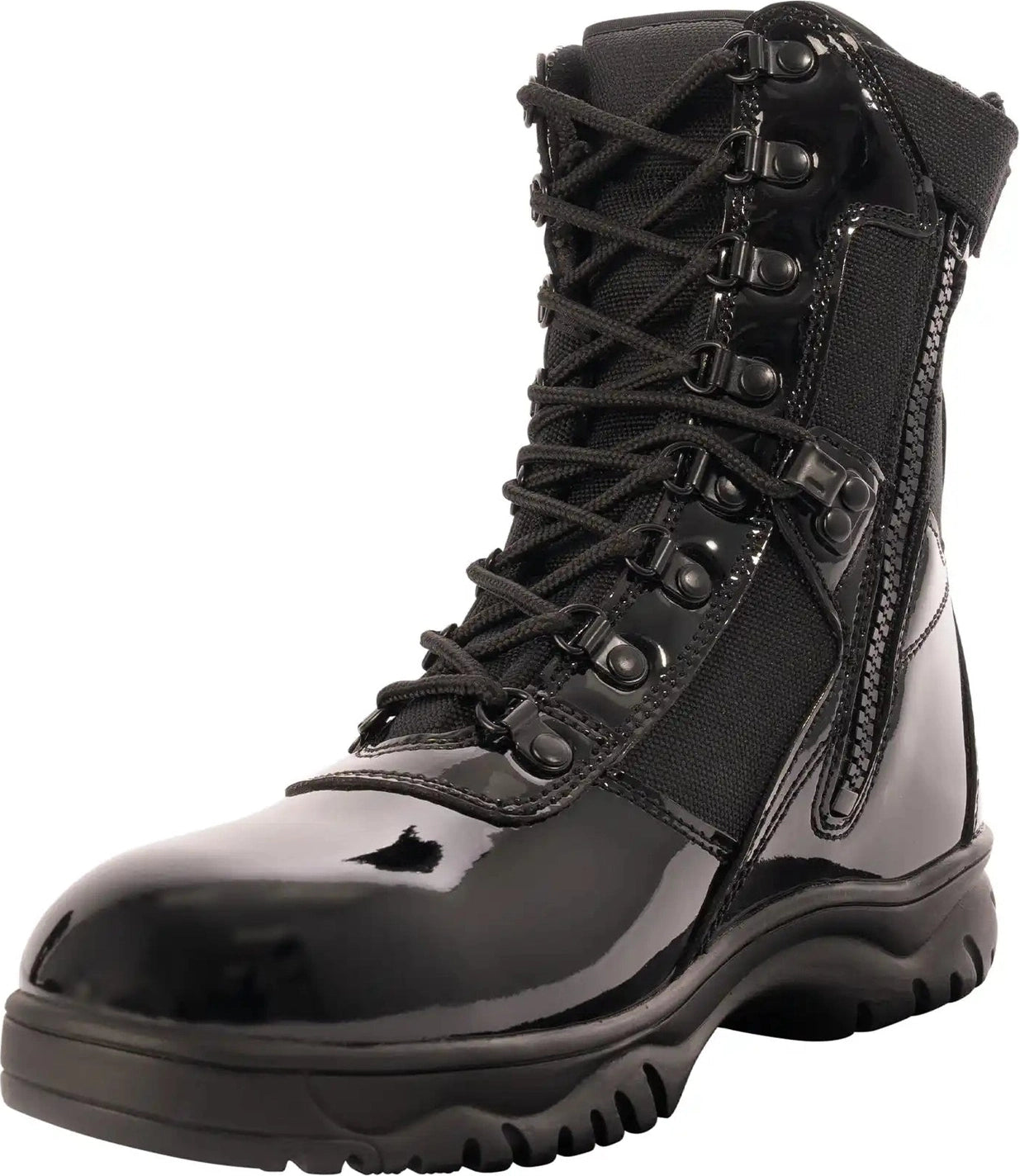 Rothco Forced Entry High Gloss Tactical Boot with Side Zipper 8 Inch Black / 11.5
