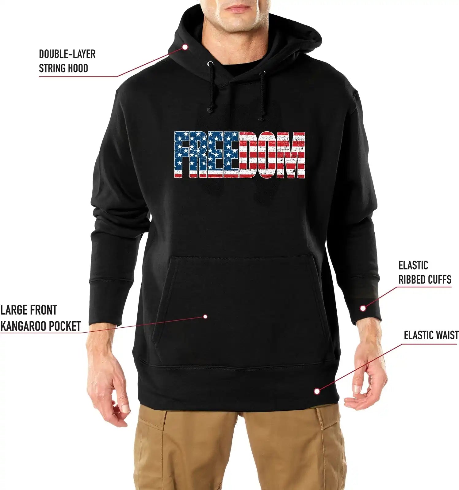 Rothco Freedom us Flag Hoodie Black / m