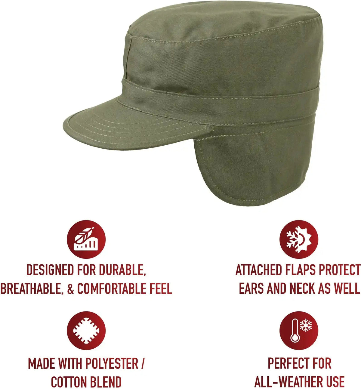 Rothco G.i. Type Combat Caps with Flaps Olive Drab / 7 3/4