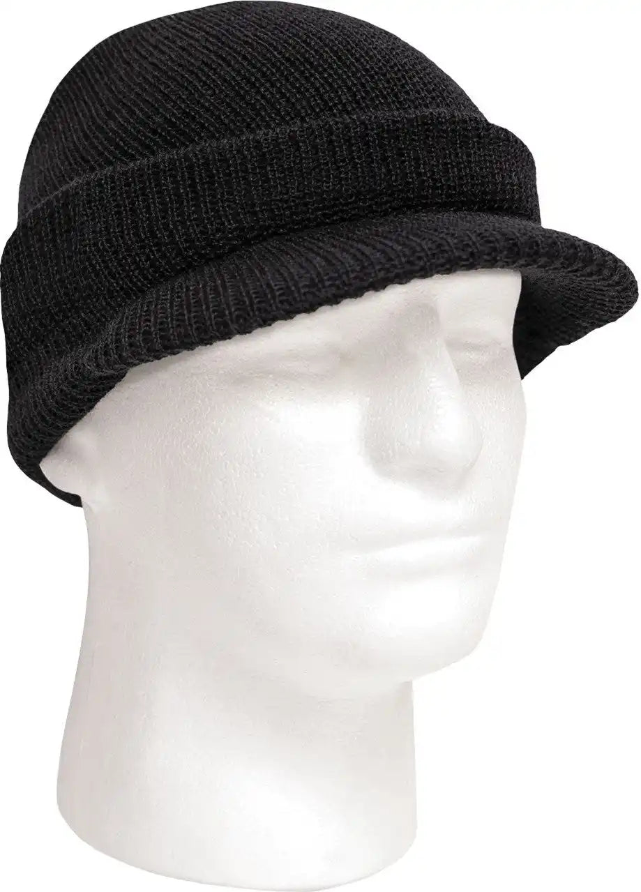 Rothco Genuine G.i. Watch Cap with Brim Black