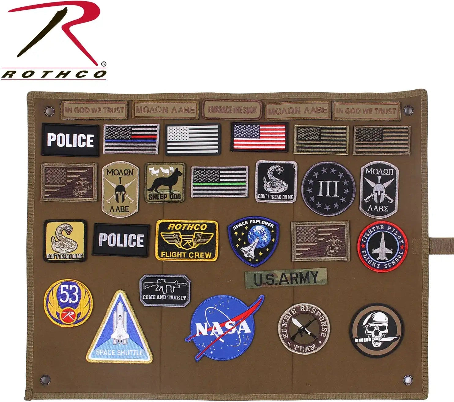 Rothco Hanging Roll Up Morale Patch Board Coyote Brown
