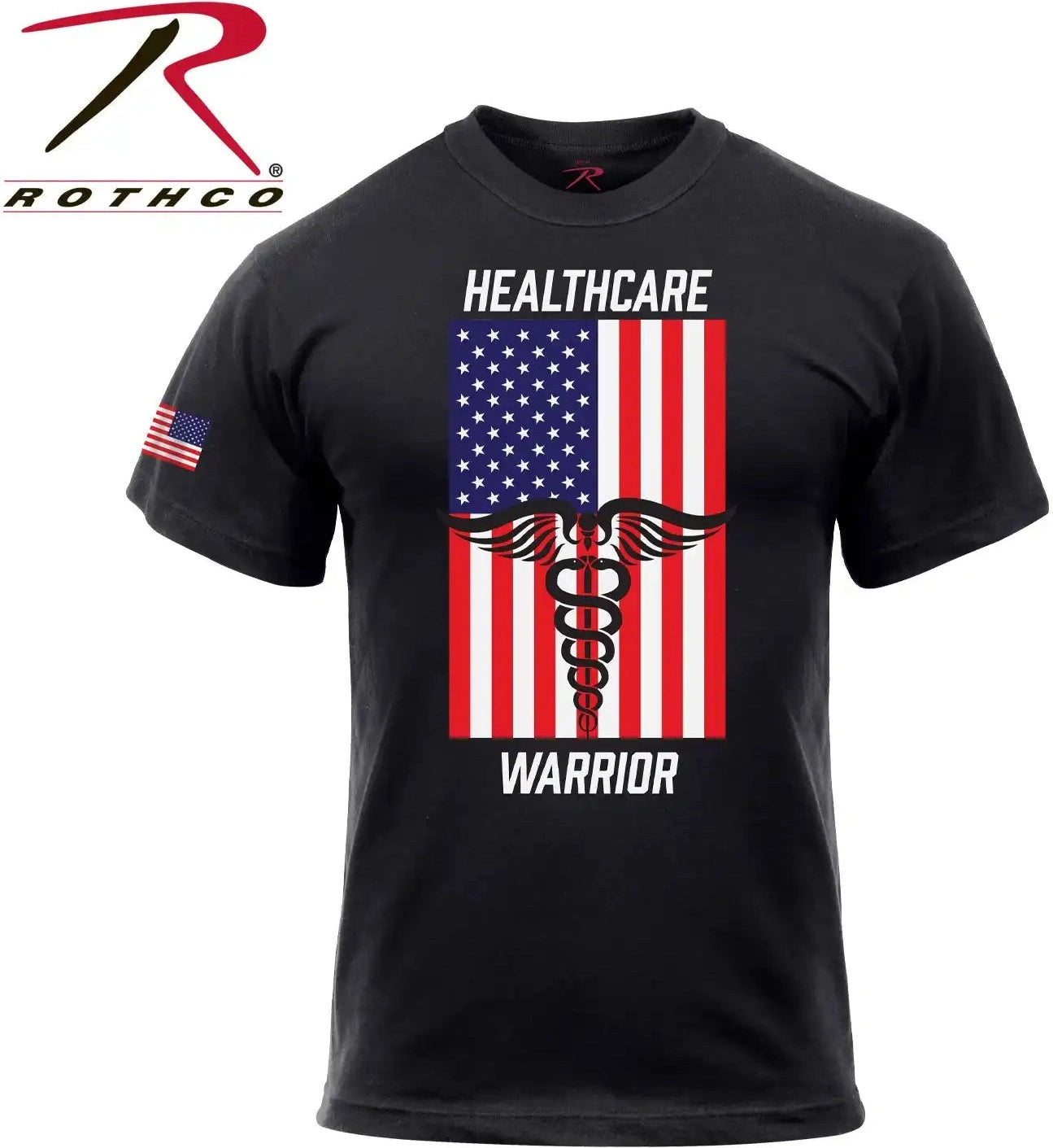 Rothco Healthcare Warrior us Flag T-shirt - Black - l