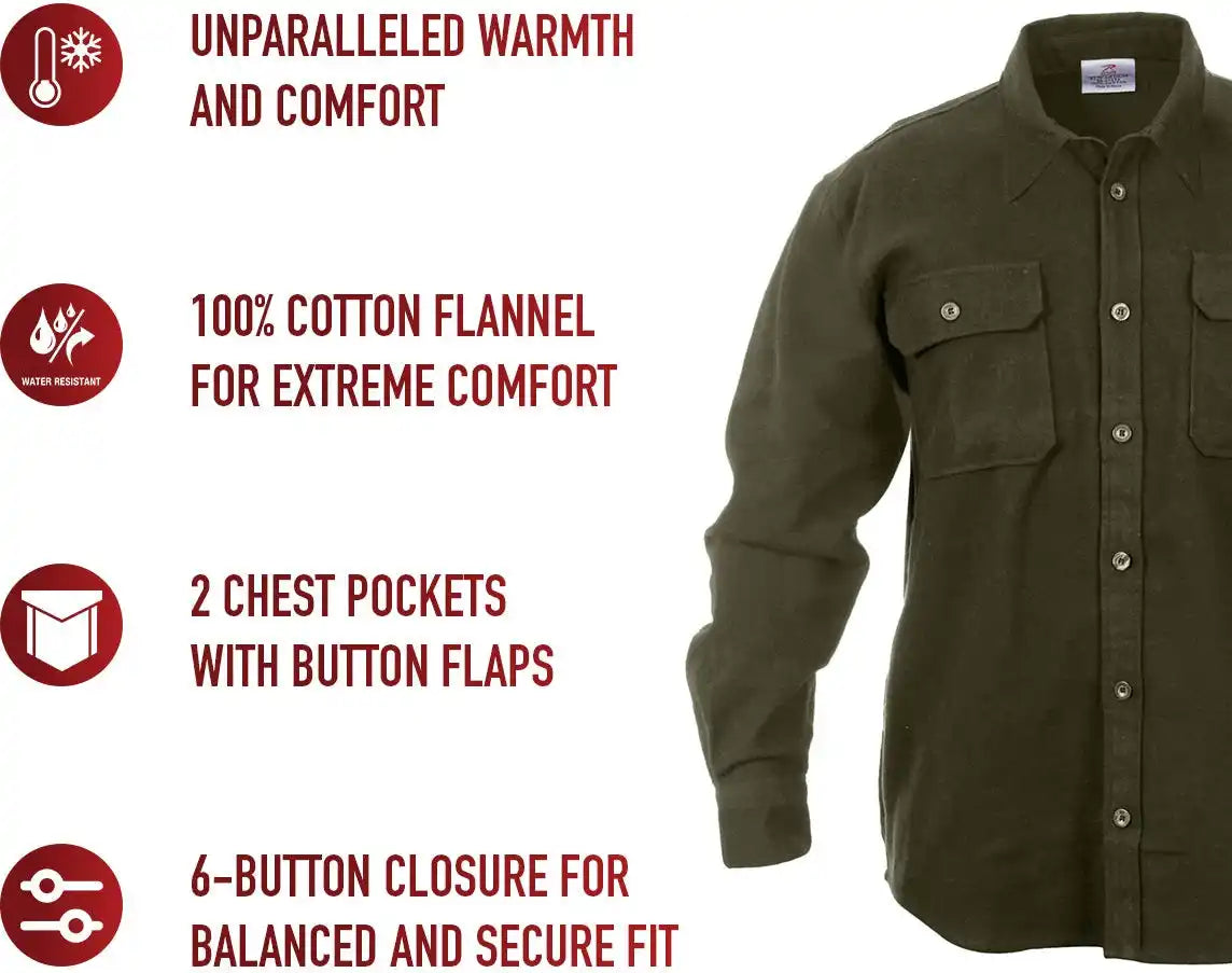 Rothco Heavy Weight Solid Flannel Shirt