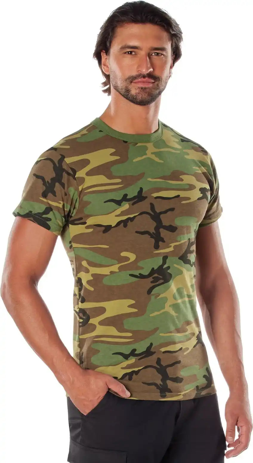 Rothco Heavyweight Camo t Shirt Woodland / s