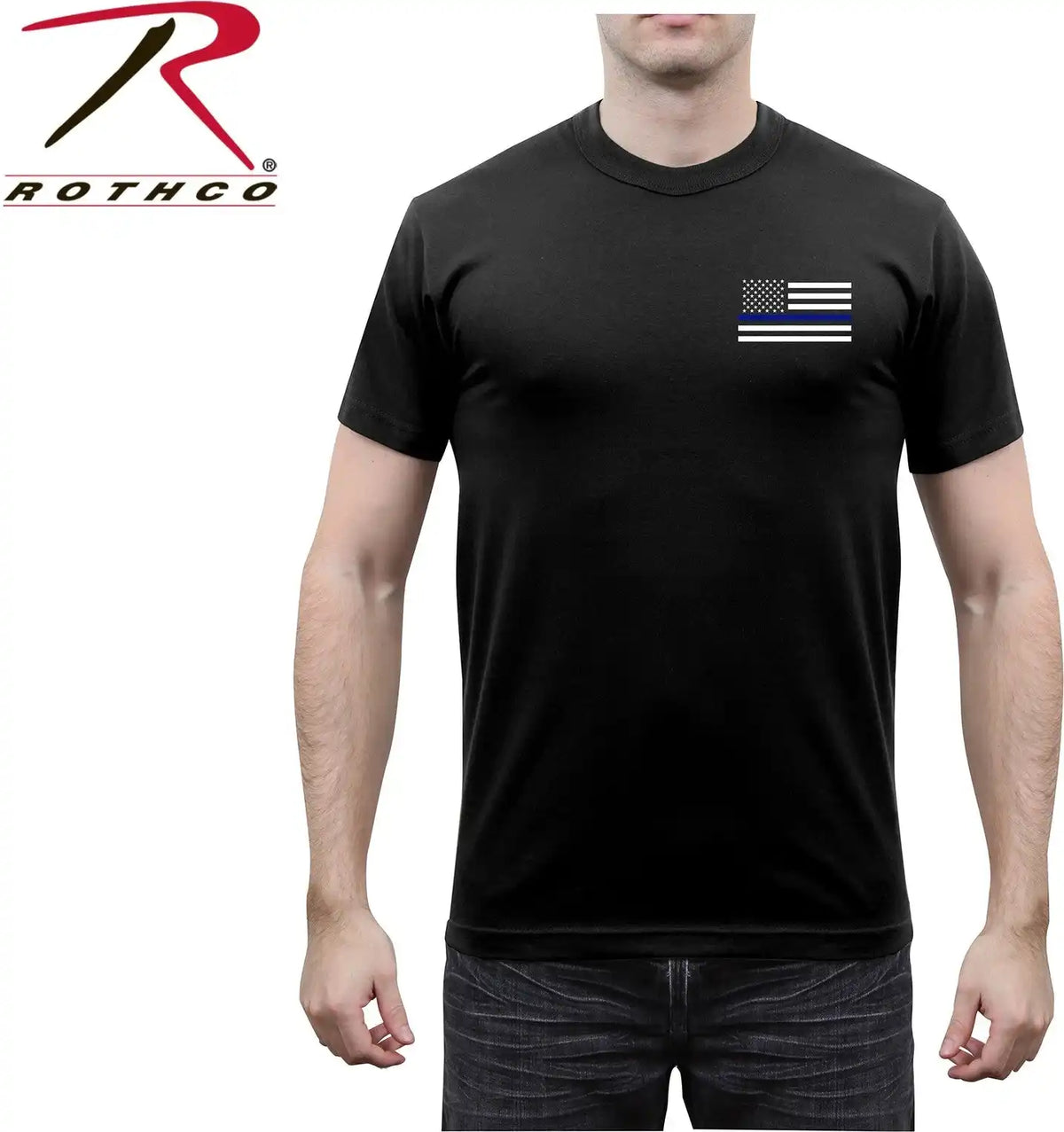 Rothco Honor and Respect 2 Sided Thin Blue Line Flag t Shirt Black