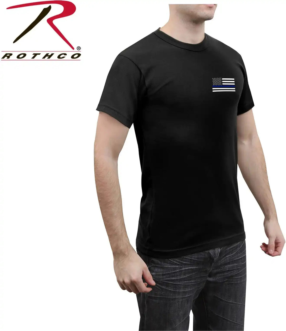 Rothco Honor and Respect 2 Sided Thin Blue Line Flag t Shirt Black