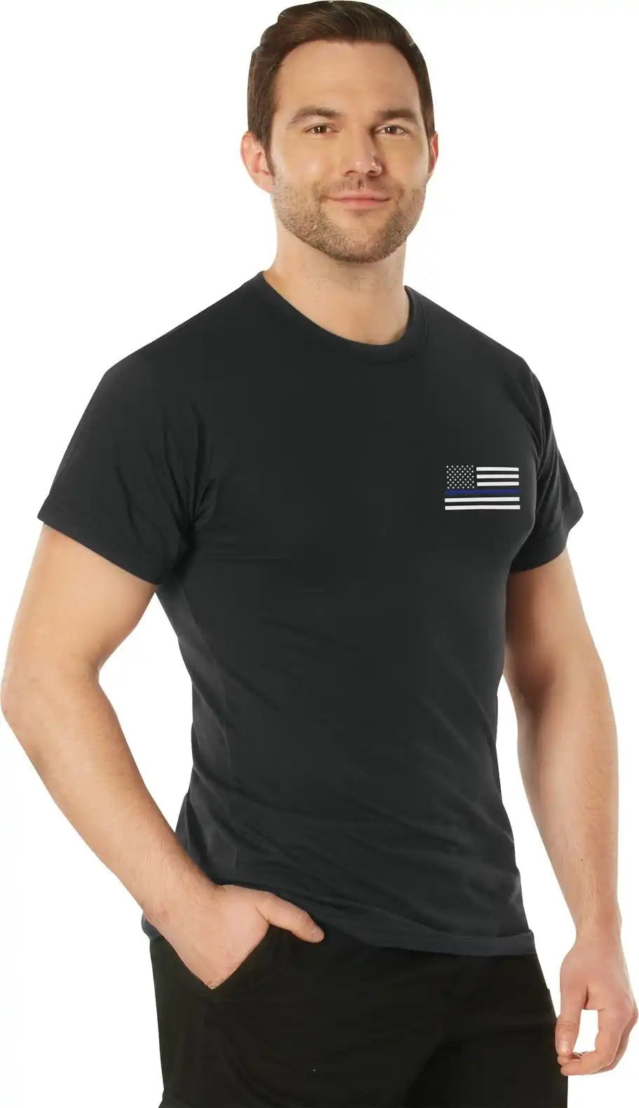 Rothco Honor and Respect 2 Sided Thin Blue Line Flag t Shirt Black