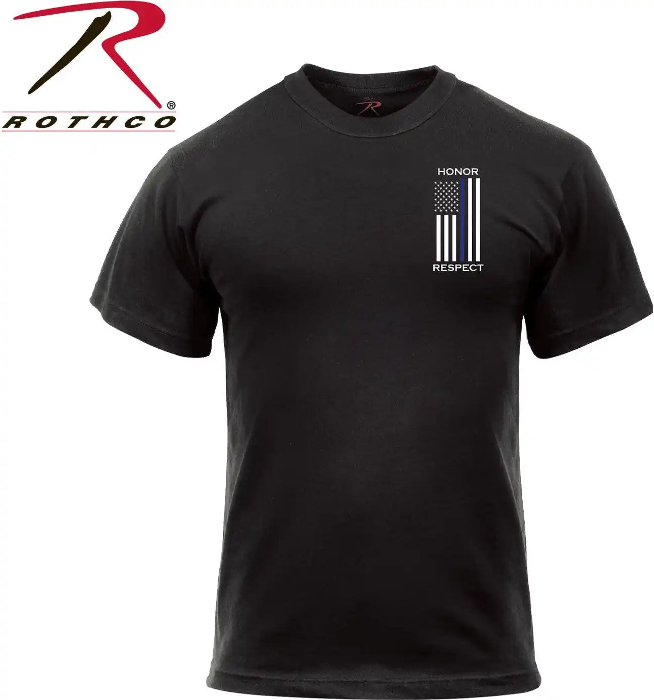 Rothco Honor and Respect 2 Sided Thin Blue Line Flag t Shirt Black