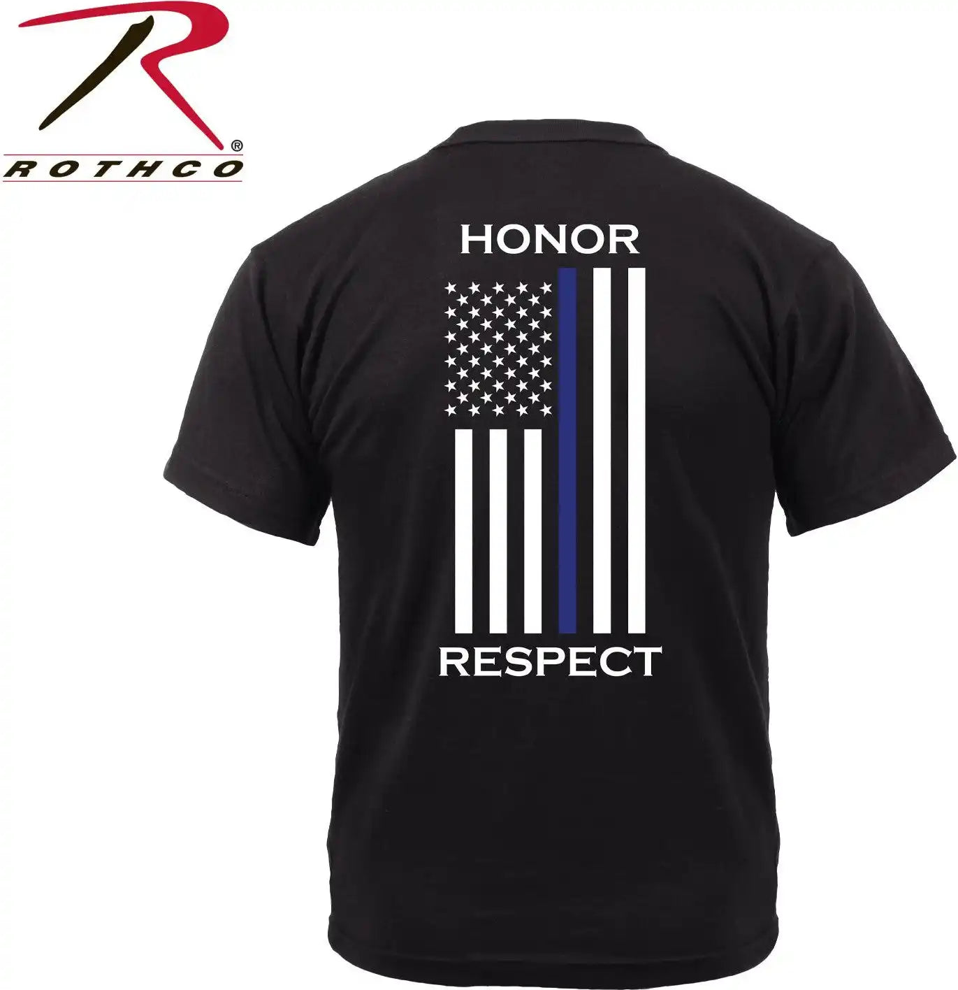 Rothco Honor and Respect 2 Sided Thin Blue Line Flag t Shirt Black