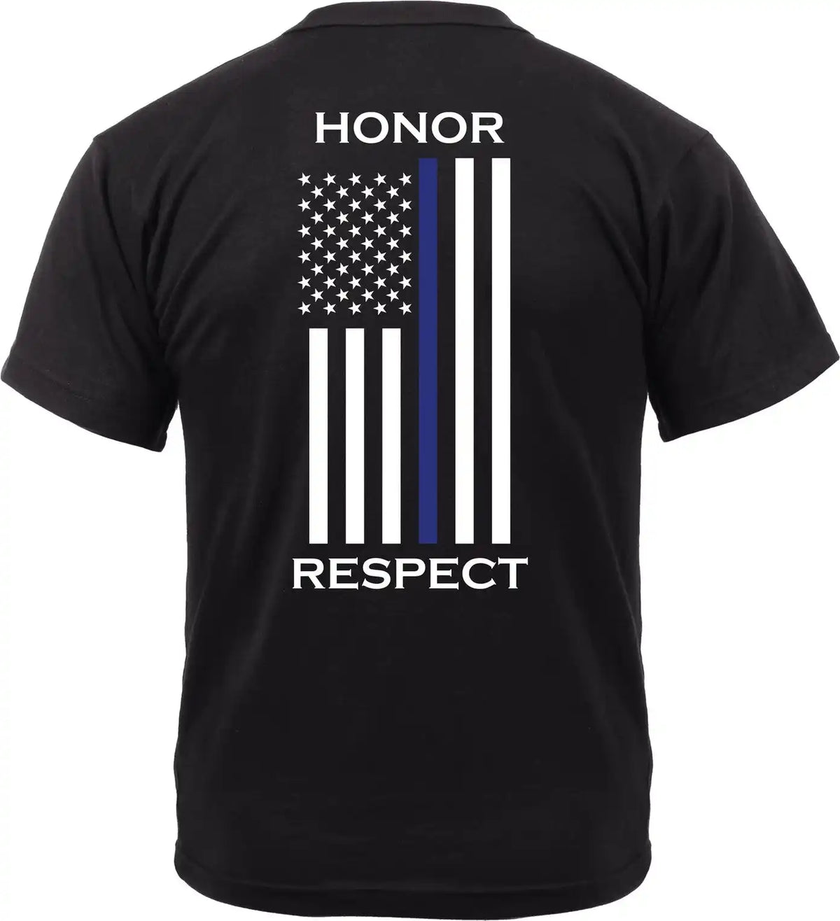 Rothco Honor and Respect 2 Sided Thin Blue Line Flag t Shirt Black