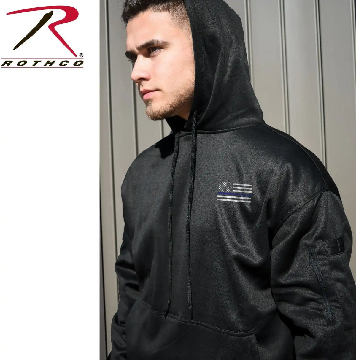 Rothco Honor and Respect Thin Blue Line Concealed Carry Hoodie Black