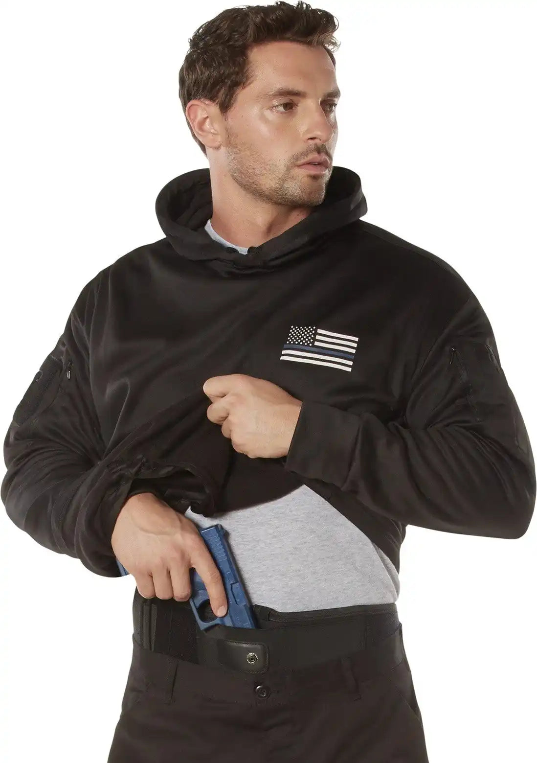 Rothco Honor and Respect Thin Blue Line Concealed Carry Hoodie Black