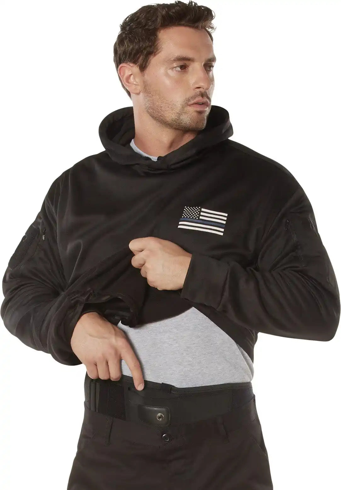 Rothco Honor and Respect Thin Blue Line Concealed Carry Hoodie Black