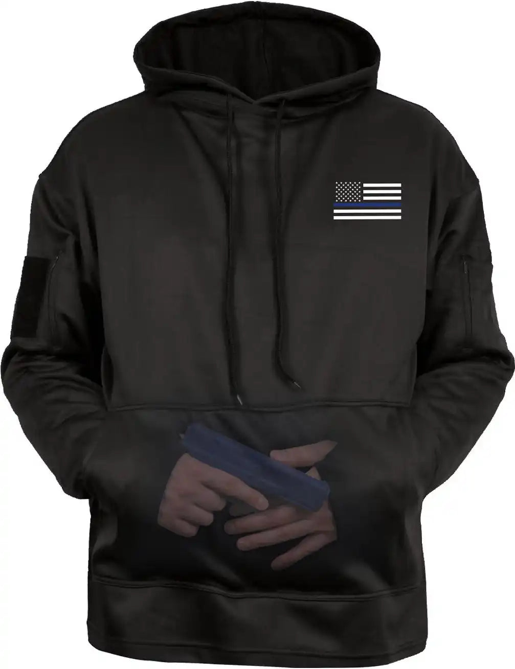Rothco Honor and Respect Thin Blue Line Concealed Carry Hoodie Black