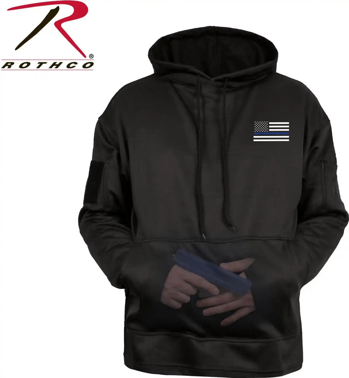 Rothco Honor and Respect Thin Blue Line Concealed Carry Hoodie Black