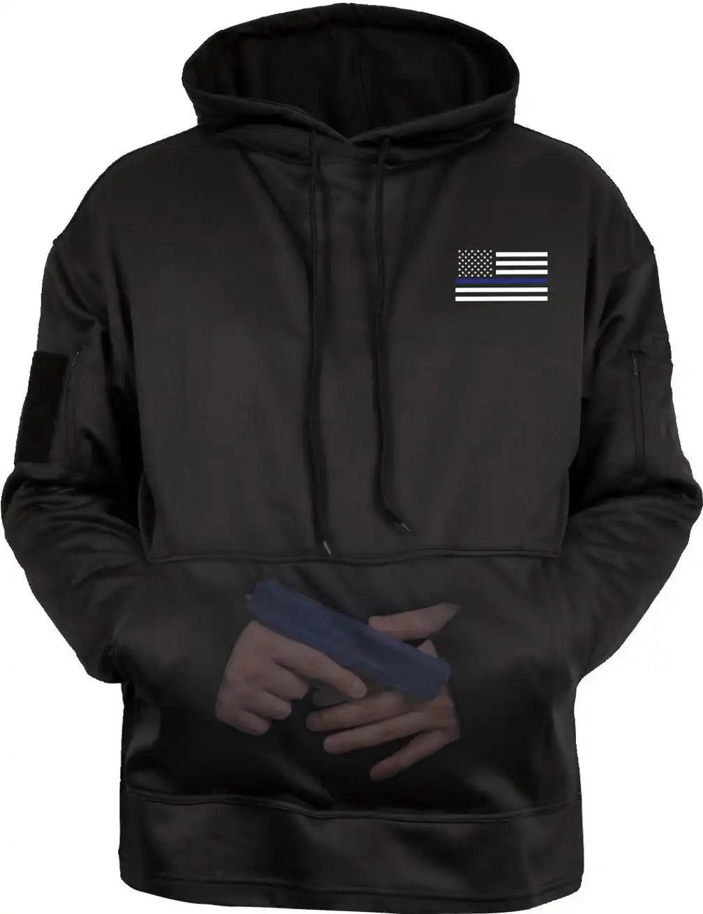 Rothco Honor and Respect Thin Blue Line Concealed Carry Hoodie Black