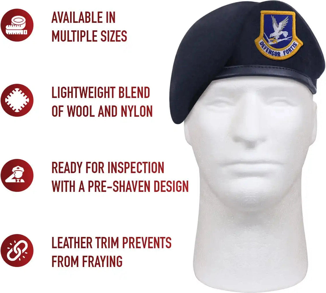 Rothco Inspection Ready Beret with Usaf Flash Midnight Navy Blue / 7 1/8