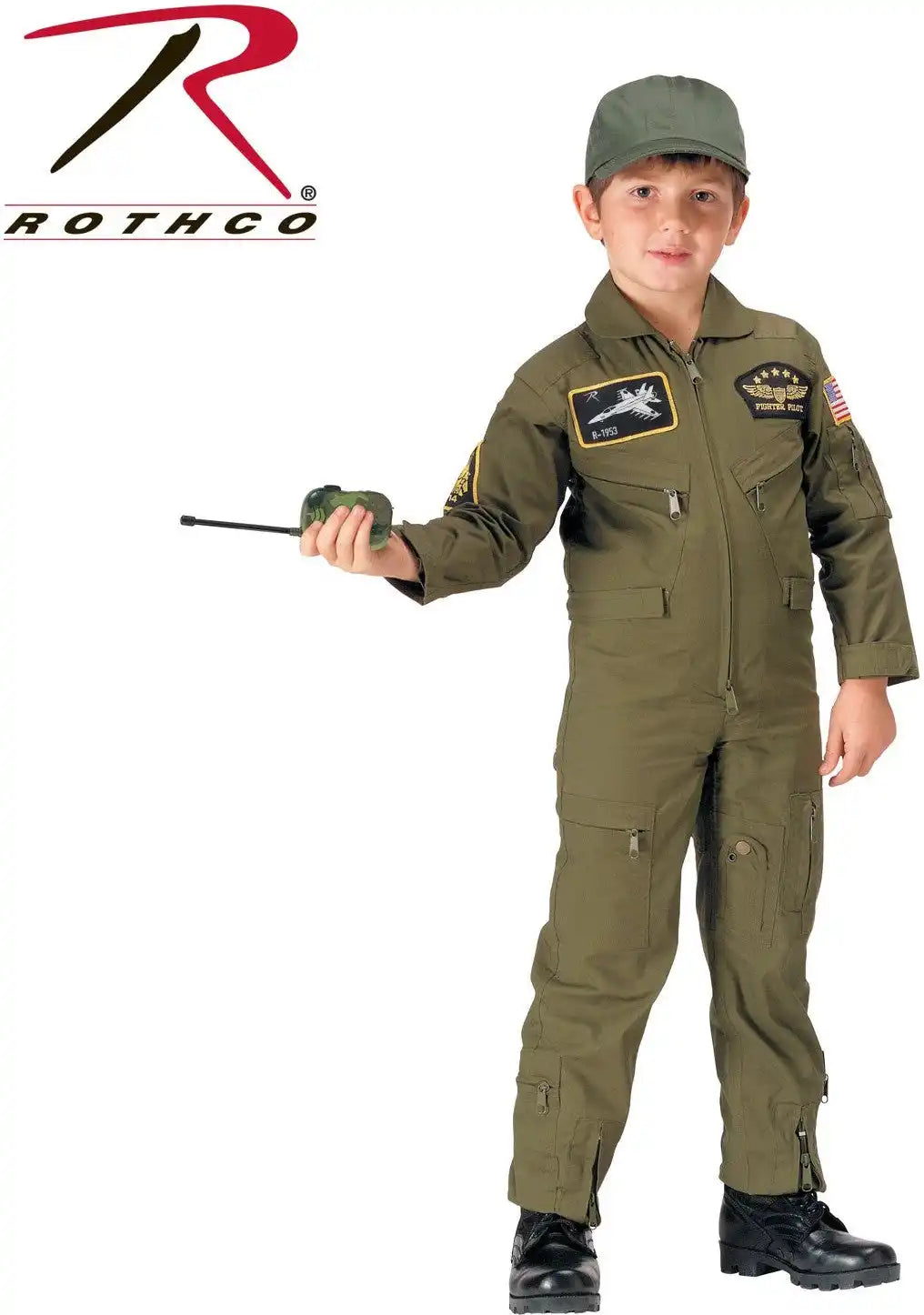 Rothco Kid’s Flight Coverall with Patches Olive Drab