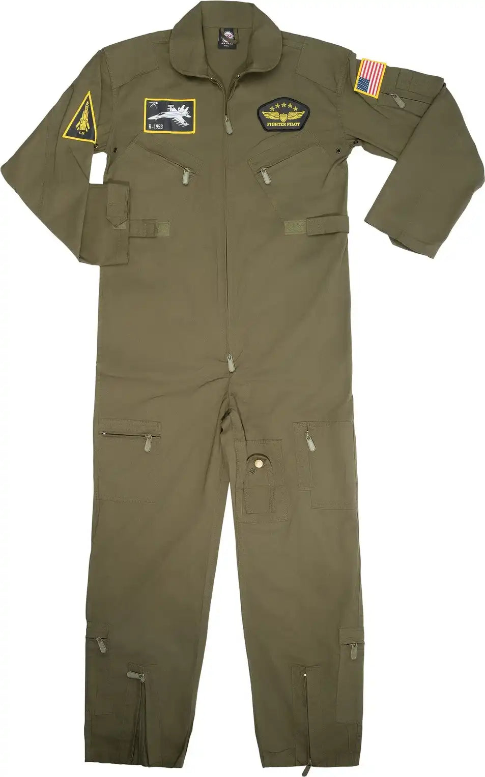 Rothco Kid’s Flight Coverall with Patches Olive Drab / Xs