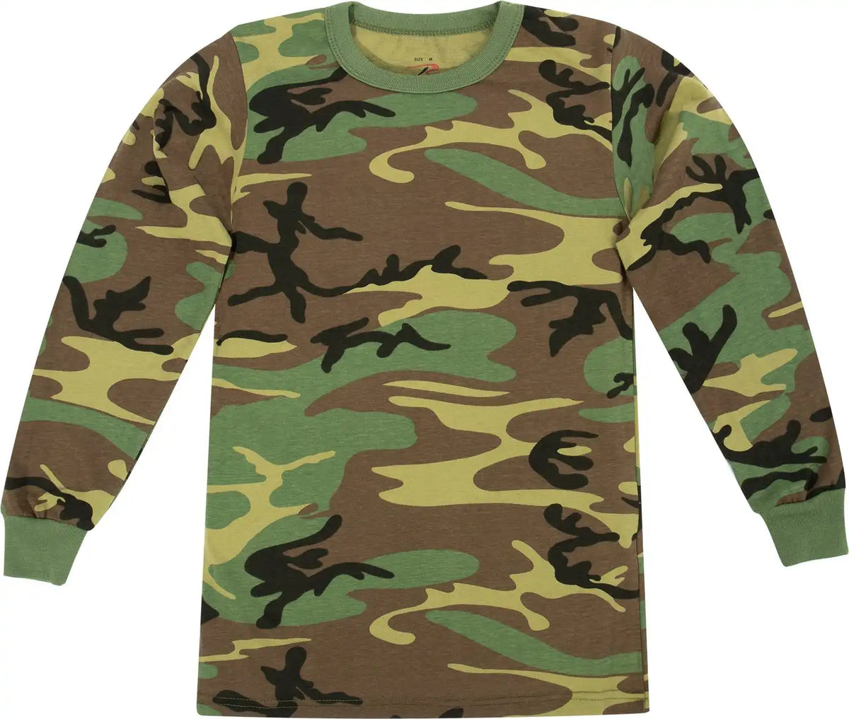 Rothco Kids Long Sleeve Camo t Shirt Woodland / Xs