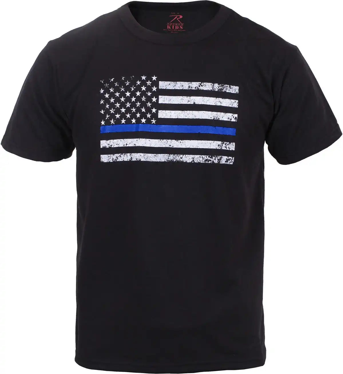 Rothco Kids Thin Blue Line us Flag t Shirt Black / Xs