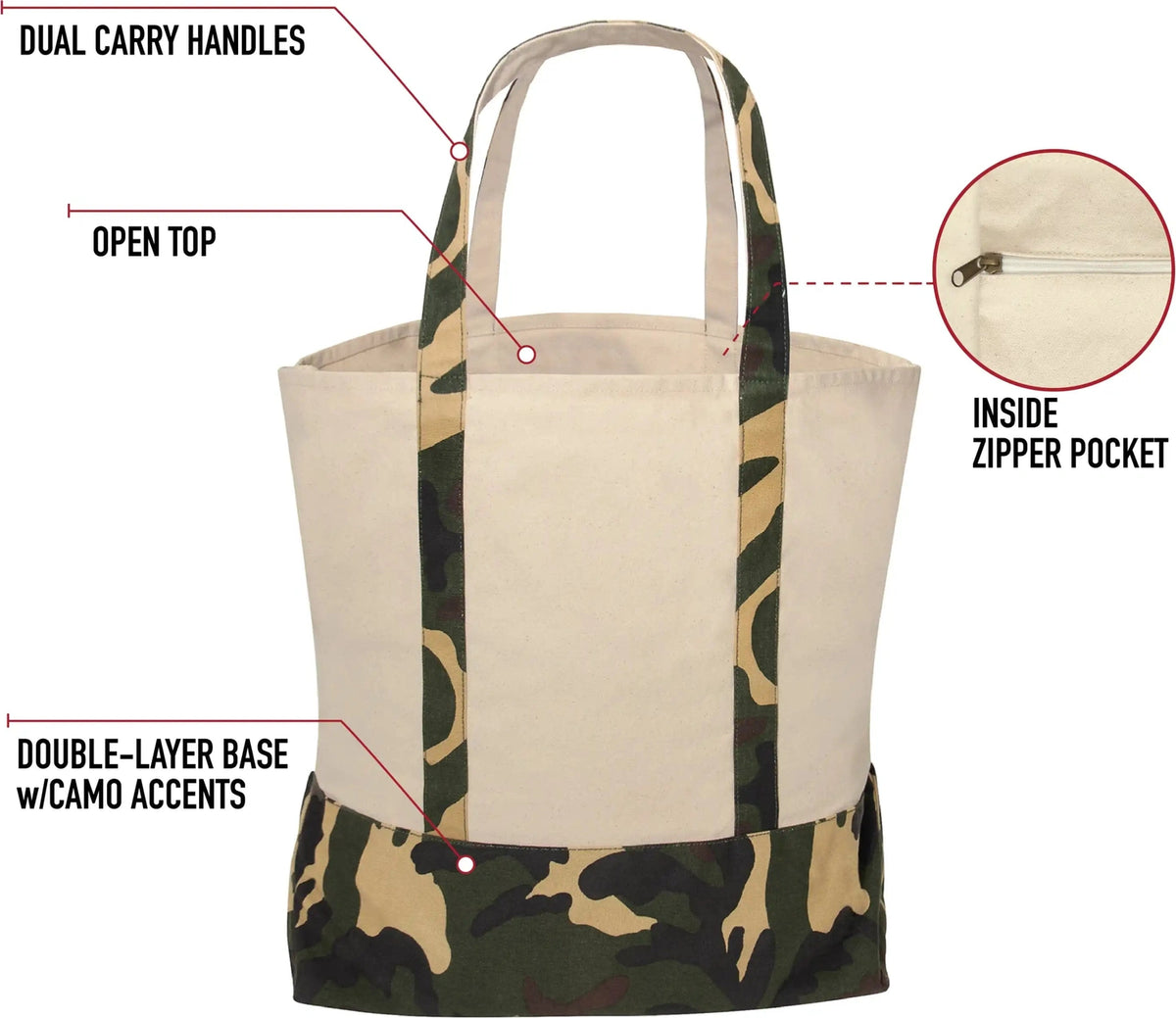 Rothco Large Camo Canvas Tote Bag Natural / one Size